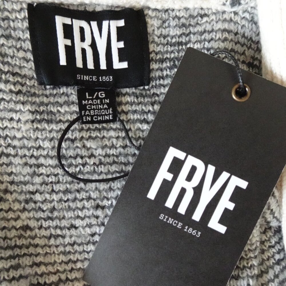 FRYE Cardigan Sweater Women's Size L Beige Patterned Aztec Southwestern - Picture 7 of 9